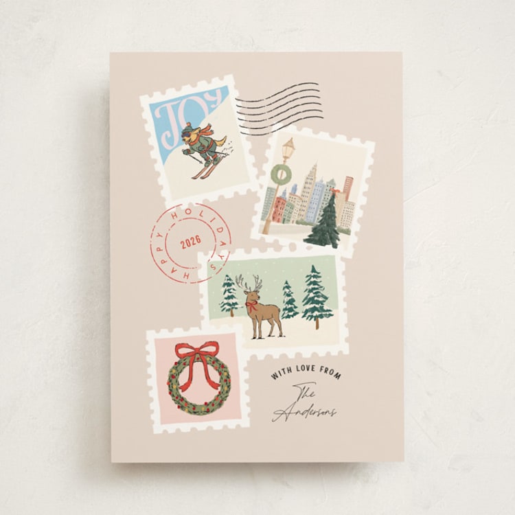 "Postal" - Holiday Cards in Cherry by Elly - Front