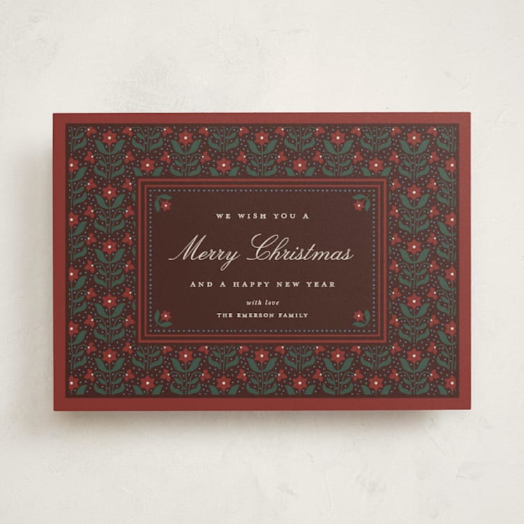 "Poinsettia" - Holiday Cards in Mulled Wine by Kelly Watkins - Front