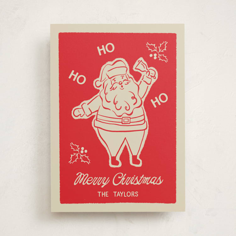 "Santa Outline" - Holiday Cards in Santa by Angela Garrick - Front