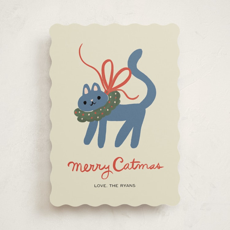 "Merry Catmas" - Holiday Cards in Russian Blue by Ani Somi - Front