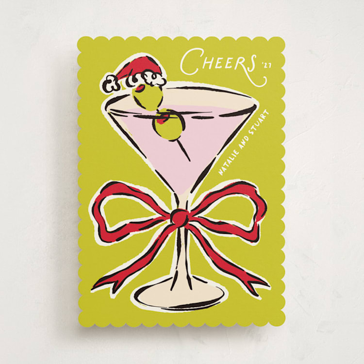 "Tini" - Holiday Cards in Chartreuse by Claudia Orengo - Front