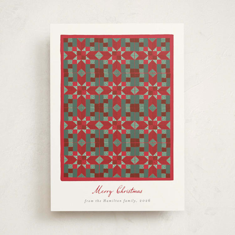 "Quilted Stars" - Holiday Cards in Cranberry by frau brandt - Front