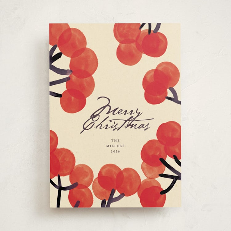"berries" - Holiday Cards in Lingonberry by Sumak Studio - Front