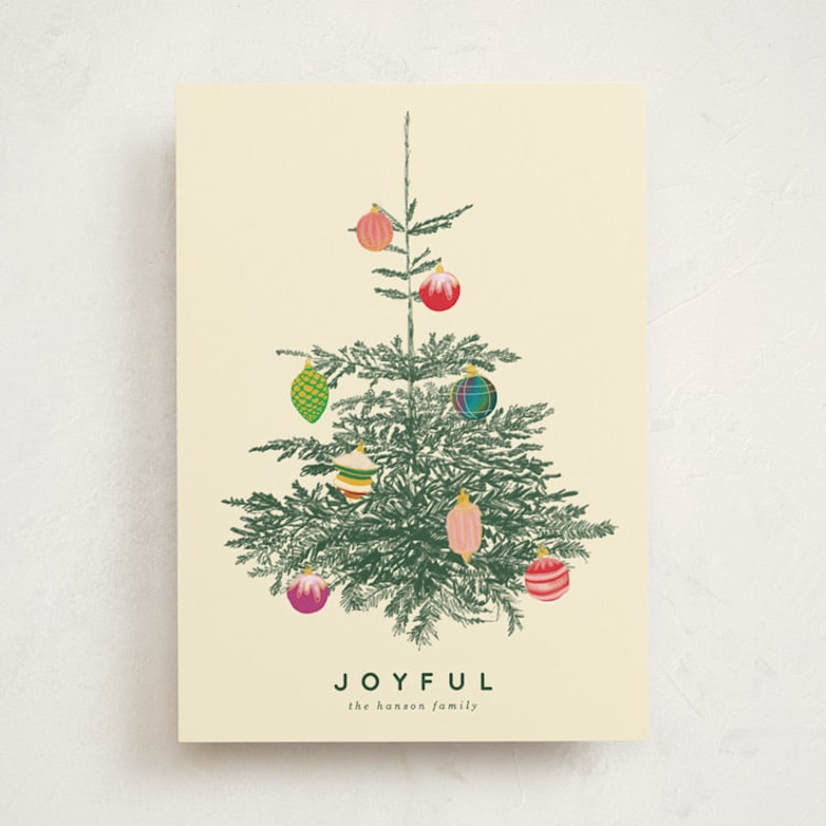 "Retro Tree" - Holiday Cards in Ivory by Baumbirdy - Front