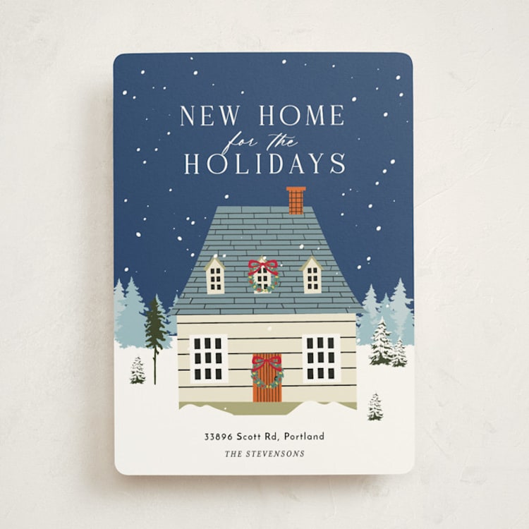 "New Home for the Holidays!" - Holiday Cards in Navy by Sherley Ferreira - Front