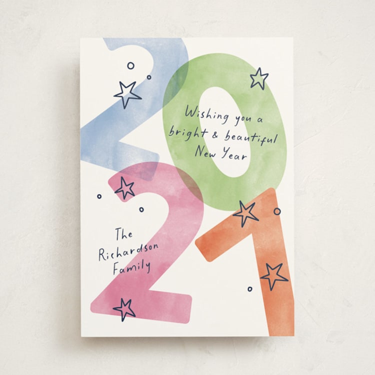"New Year Stars" - Holiday Cards in Frosting by Pixel and Hank - Front