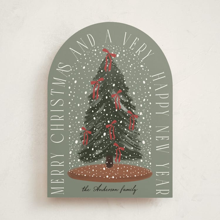 "Snowglobe" - Holiday Cards in Pine by Maja Cunningham - Front