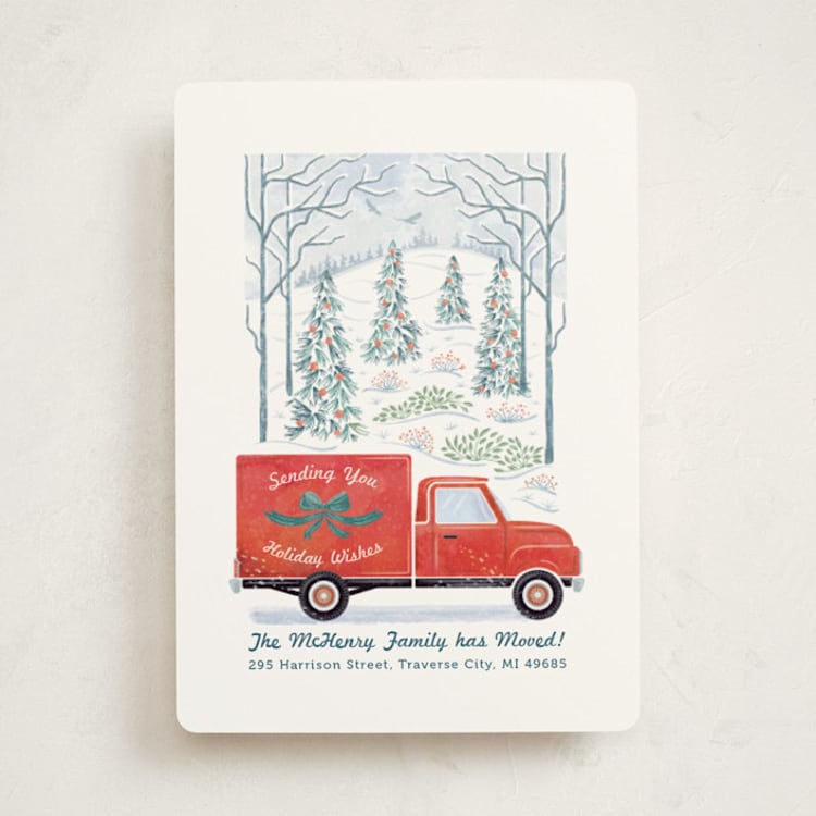 "Moving Along" - Holiday Cards in Pomegranate by Paper Sun Studio - Front