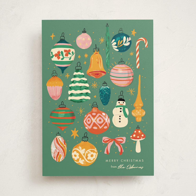 "Deck the Hall" - Holiday Cards in Pine by Joanna Rosado - Front