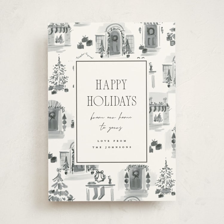 "holiday home toile" - Holiday Cards in Coal by Rebecca Durflinger - Front
