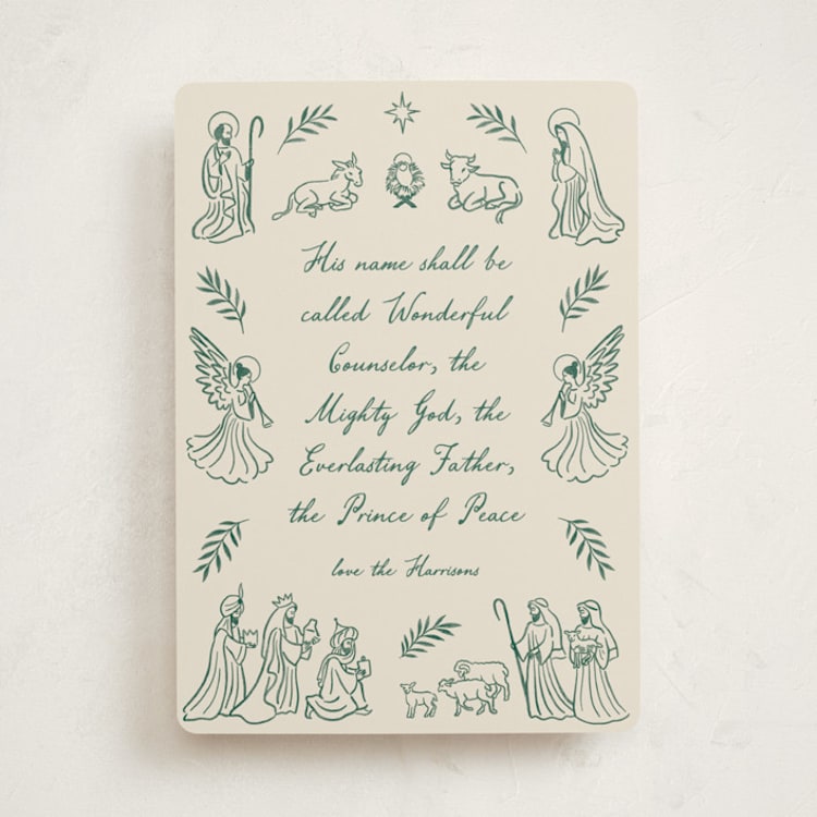"Nativity" - Holiday Cards in Evergreen by Jamie Alexander - Front