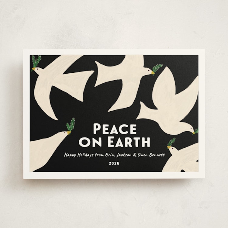 "California Doves" - Holiday Cards in Coal by Erika Firm - Front