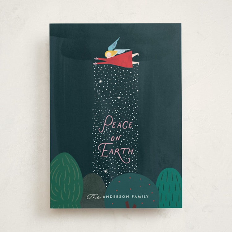 "Snow Angel" - Holiday Cards in Evergreen by Eve Schultz - Front