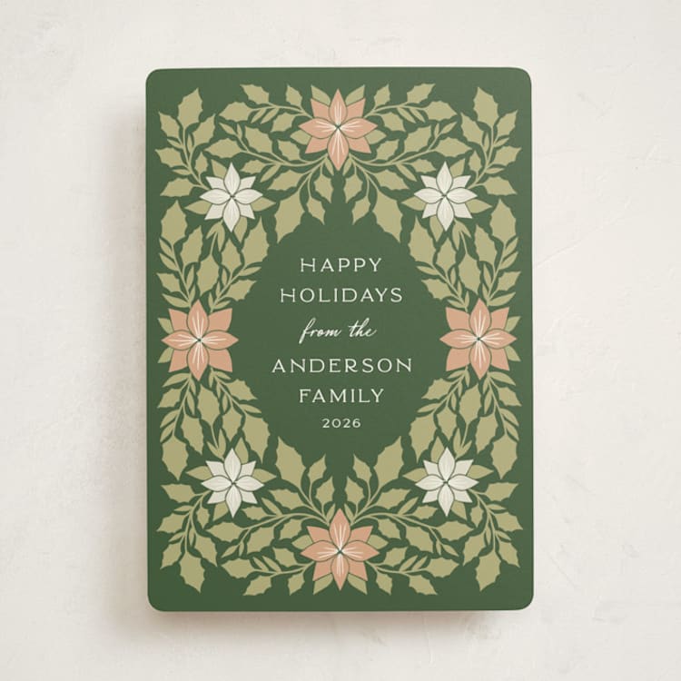 "Holly Frame" - Holiday Cards in Fern by Katharine Watson - Front