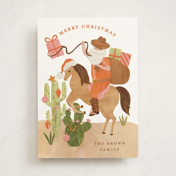 "Howdy Holidays y'all" - Holiday Cards in Georgia Peach by Sarah Knight - Front