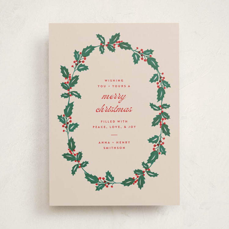 "Classic holly" - Holiday Cards in Eggnog by Amy Kross - Front