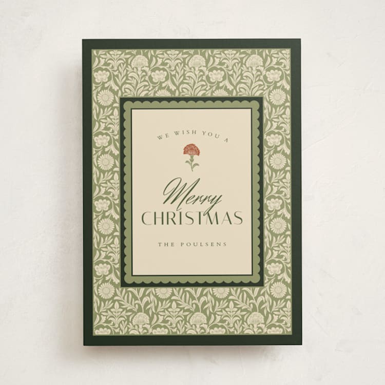 "Morrisish" - Holiday Cards in Sage by Danie Romrell - Front