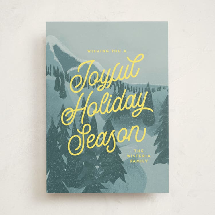"First Mountain Snow" - Holiday Cards in Glacier by Kaydi Bishop - Front