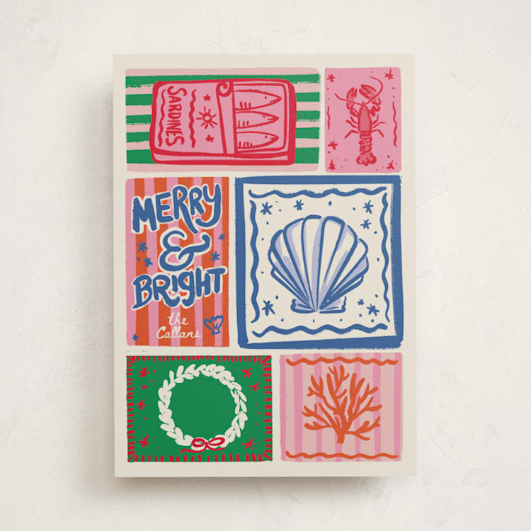 "Seas" - Holiday Cards in Cerulean by Jenna Holcomb - Front