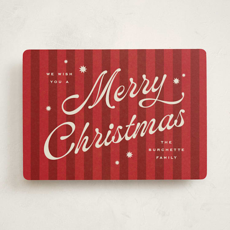 "Retro Candy Stripe" - Holiday Cards in Candy Cane by Wildfield Paper Co - Front
