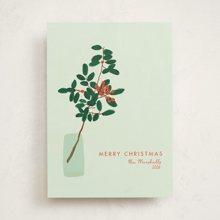 "berries" - Holiday Cards in Mint by Joanna Rosado - Front