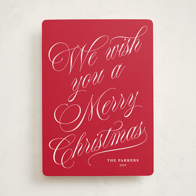 "With Flourish" - Holiday Cards in Cranberry by Kate Ahn - Front