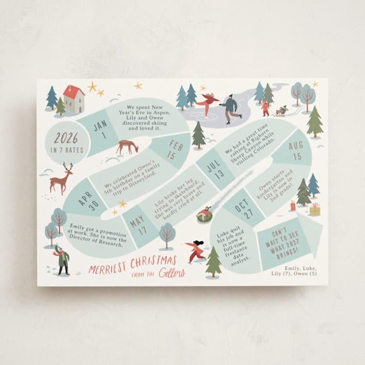 "Family Adventures" - Holiday Cards in Snow by Leia Matt - Front