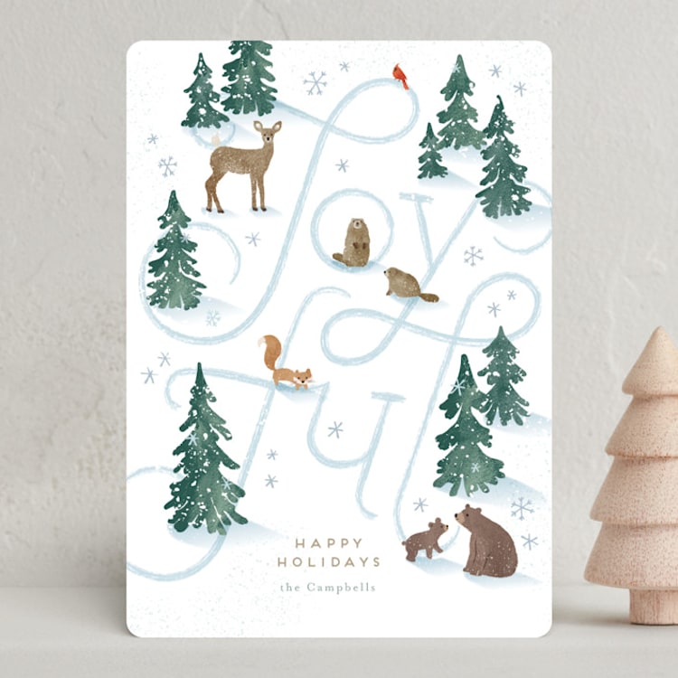"joyfully written" - Holiday Cards in Snowflakes by Jennifer Wick - Front