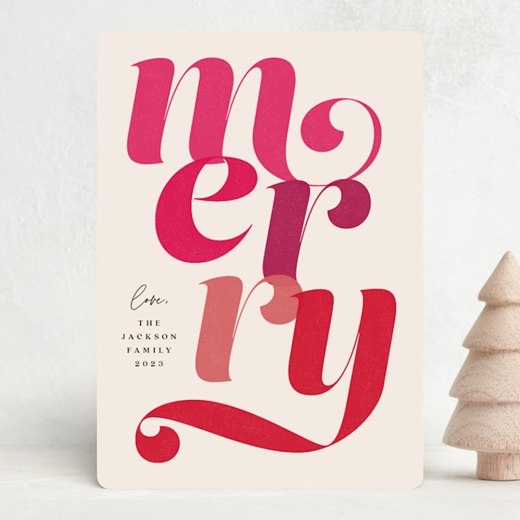 "Let's Get Merry" - Holiday Cards in Candy Cane by Louise Kay - Front