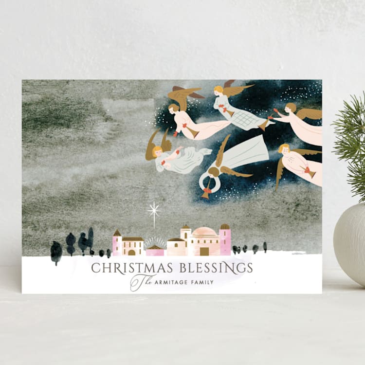 "Choirs of Angels" - Holiday Cards in Celestial by Eve Schultz - Front