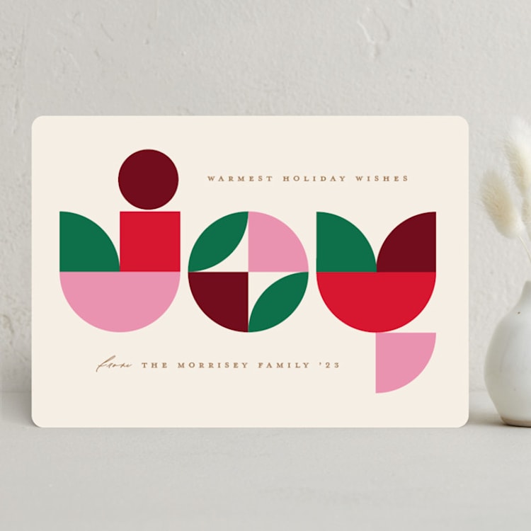 "Bauhaus Joy" - Holiday Cards in Holly Berry by Erica Krystek - Front