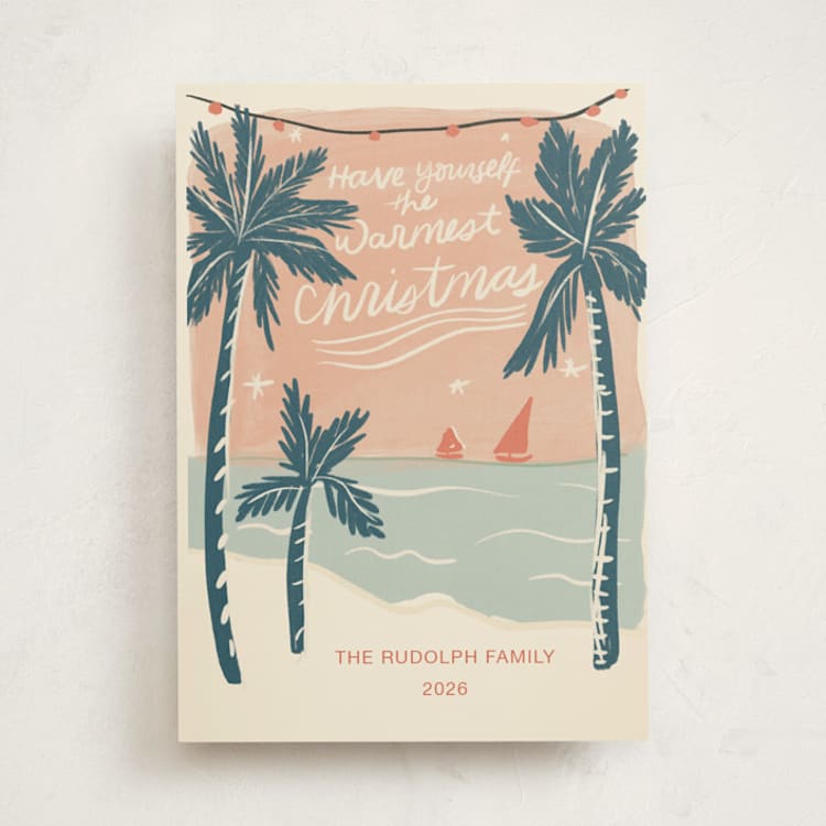 "Palm Warm" - Holiday Cards in Sweet Rose by Angel Walker - Front