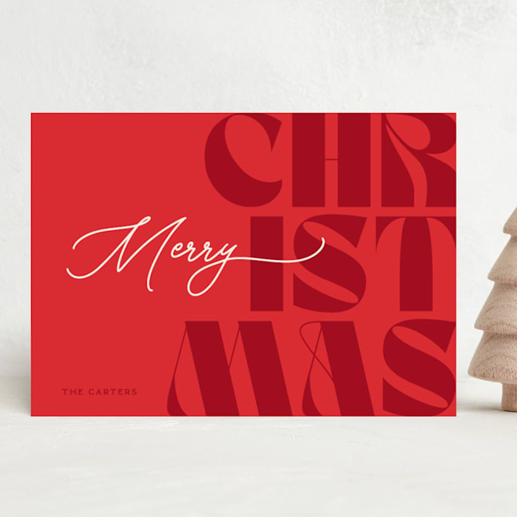"Big Christmas" - Holiday Cards in Cardinal by GeekInk Design - Front