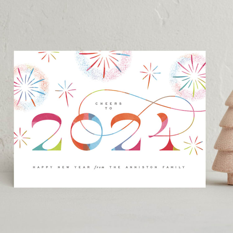 "Fireworks" - Holiday Cards in Confetti by Jen Banks - Front