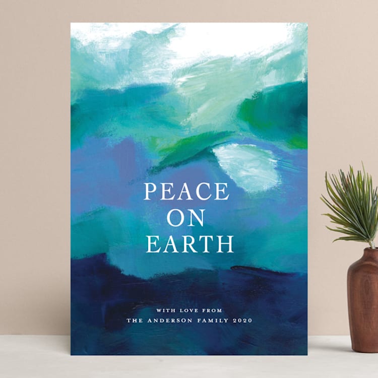 "Peaceful Earth" - Holiday Cards in Ocean by Jenny Partrite - Front