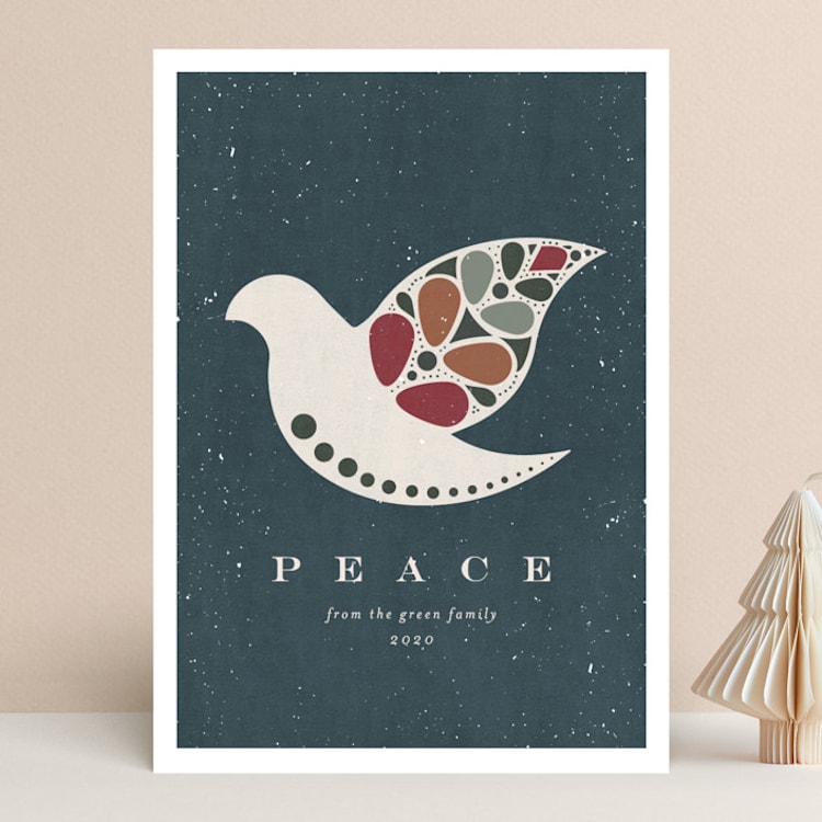 "Peaceful" - Holiday Cards in Spruce by Amy Payne - Front