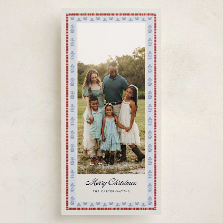 "Blockprint" - Holiday Cards in Frost by Lottie Aldarwish - Front
