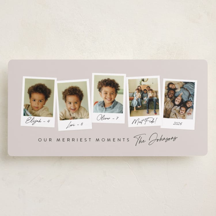 "Merriest Moments" - Holiday Cards in Linen by Meggy Masters - Front