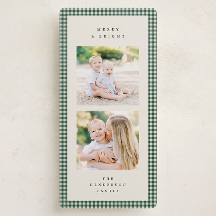 "Gingham Border" - Holiday Cards in Rosemary by Kelly Watkins - Front