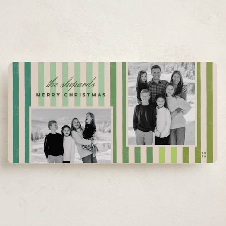 "Vintage Stripes" - Holiday Cards in Mint by Stacey Day - Front