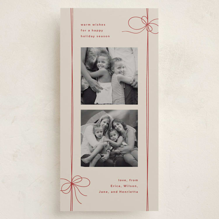 "Wrapped Bows" - Holiday Cards in Eggnog by Kristin Oliversen - Front