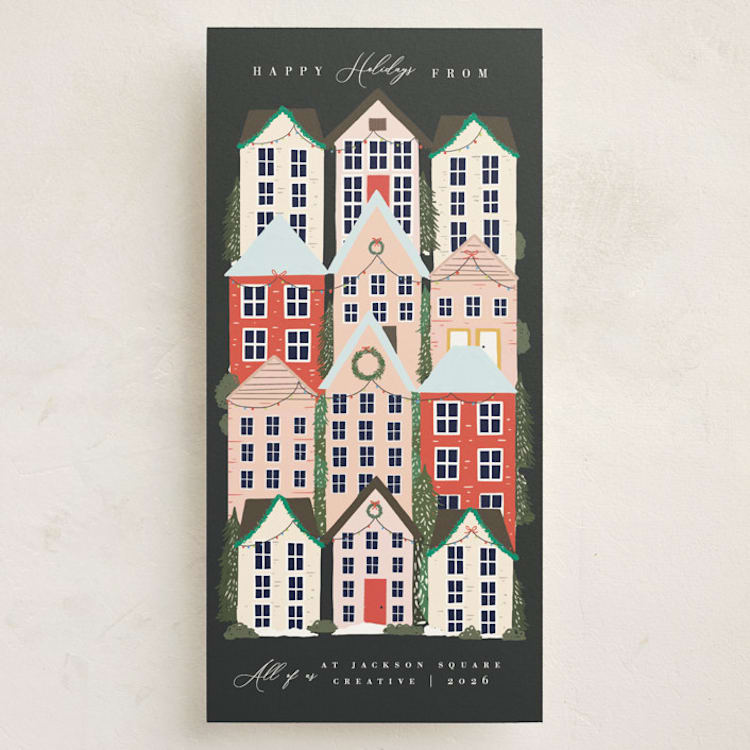 "Holiday Village" - Holiday Cards in Coal by Hannah Williams - Front