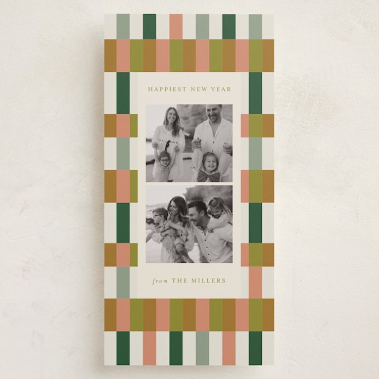 "Stripes of Joy" - Holiday Cards in Forest by Joyce Pinheiro - Front