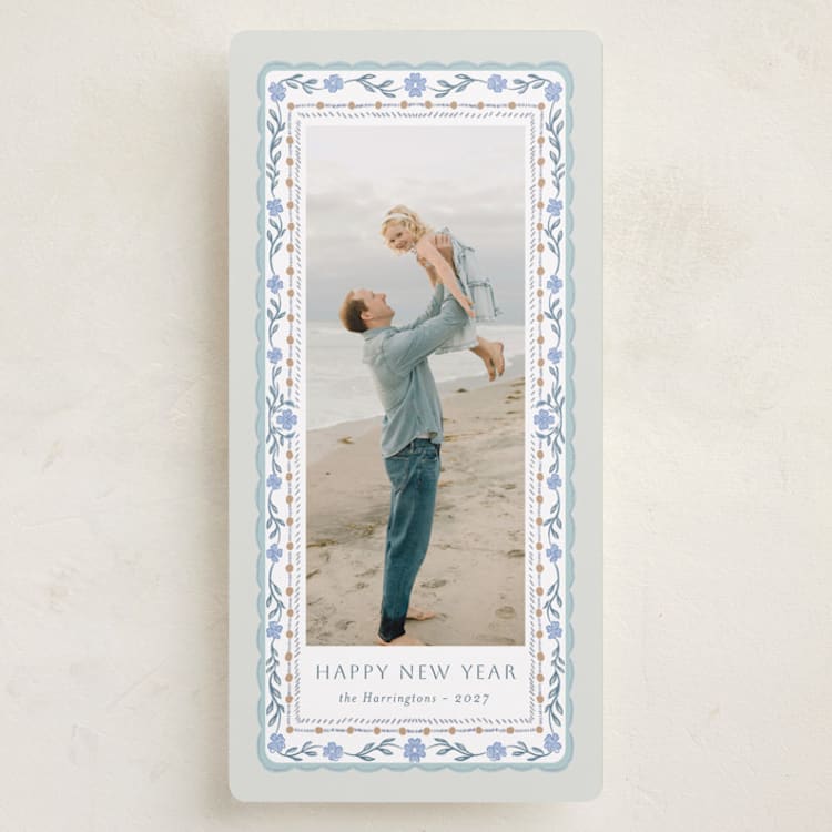 "Flourish frame" - Holiday Cards in Blue Jay by Lucrecia Caporale - Front
