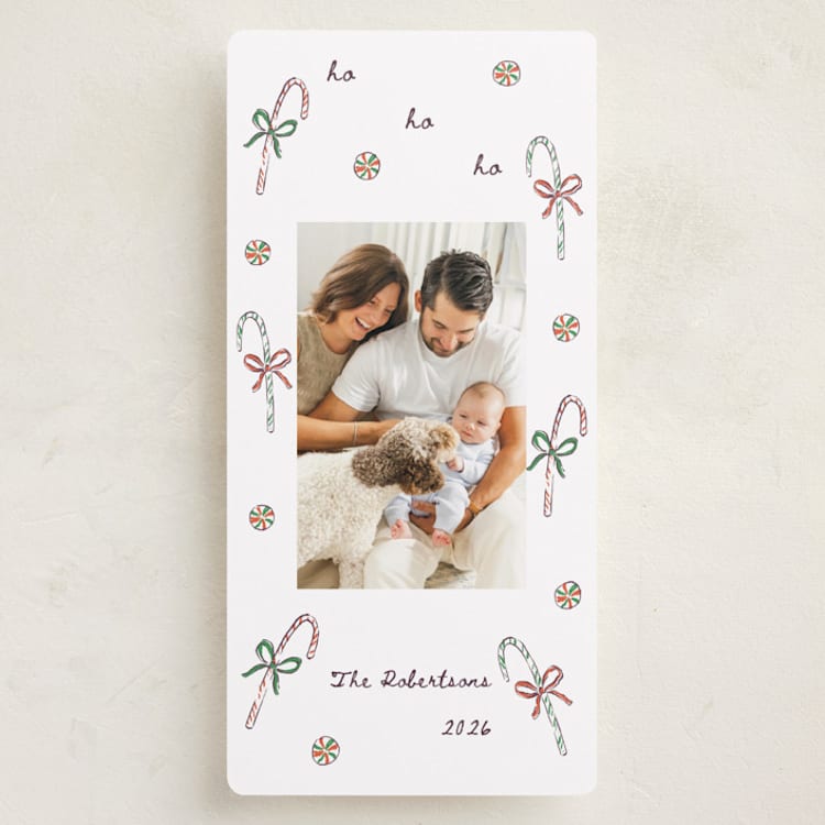"Peppermint and bows" - Holiday Cards in Cabernet by Hanna Symonovych - Front