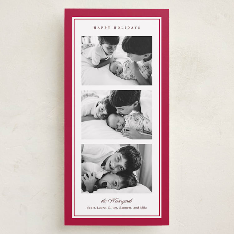 "Grosgrain" - Holiday Cards in Poinsettia by Kate Ahn - Front