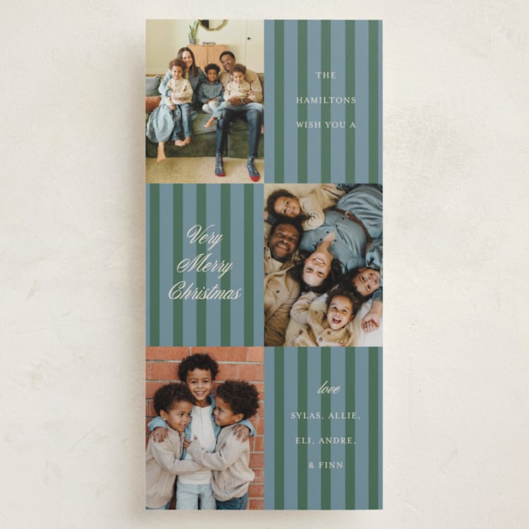 "Hamilton Stripes" - Holiday Cards in Blue Spruce by Cindy Reynolds - Front