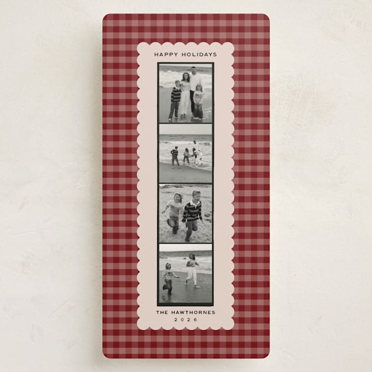 "Gingham Photostrip" - Holiday Cards in Rose by Jennifer Lew - Front