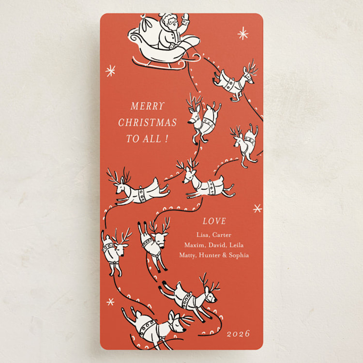 "Santa and His Sleigh" - Holiday Cards in Santa by Becky Nimoy - Front