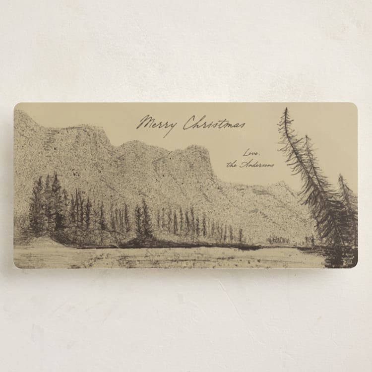 "Canmore Mountainscape" - Holiday Cards in Sand by Mellary Bitner - Front